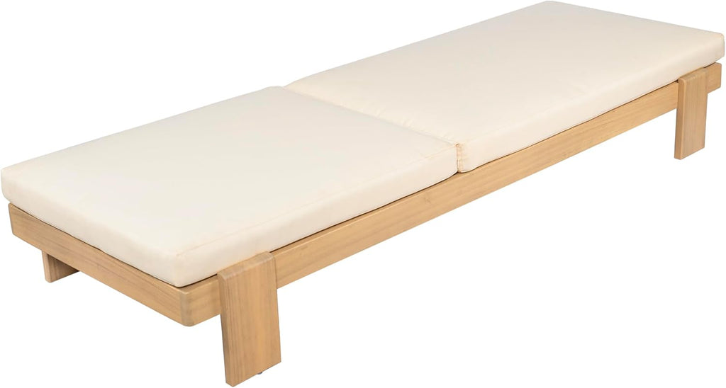 Acacia Wood Chaise Lounge Chair Set of 2, Patio Outdoor Chaise Lounge with Cushions, Adjustable Backrest Single