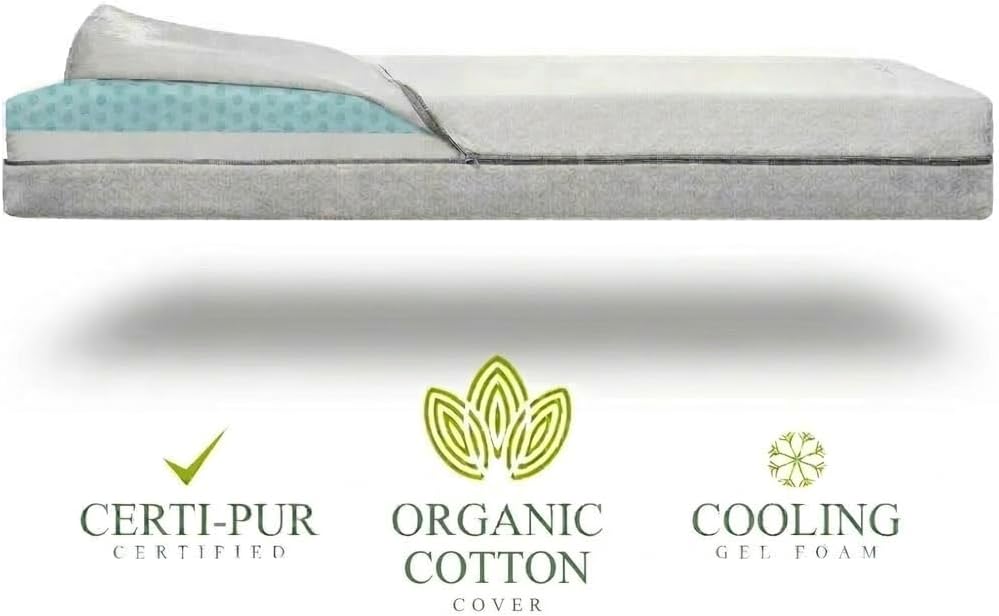 Organic Cotton Covered Dual-Sided Crib Mattress | 2-Stage Premium Memory Foam CertiPUR-US Hypoallergenic Baby