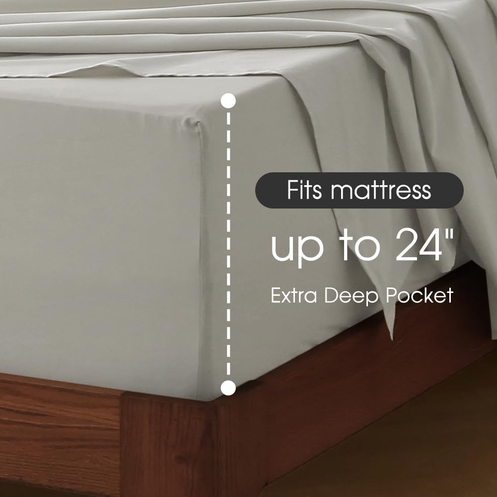 100% Cotton Percale Sheets California King Size, Extra Deep Pocket