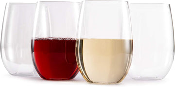 Wine Glasses glasses drinking set 16 OZ Tritan, Stemless Wine Glasses Set of 4, plastic wine glass Outdoor