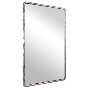 Hand-Forged Silver Bathroom Mirrors for Wall, 22x30 Inch Vintage Solid Steel Metal Frame Bathroom Vanity Mirror