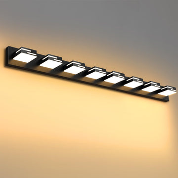 LED Modern Bathroom Vanity Light Fixtures, Dimmable Matte Black Vanity Lights Lighting Fixtures Over Mirror, with