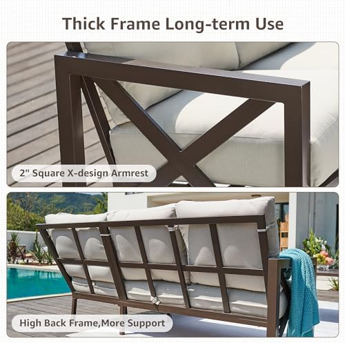 6-Piece Metal Outdoor Patio Furniture Set for Patio, Garden & Porch