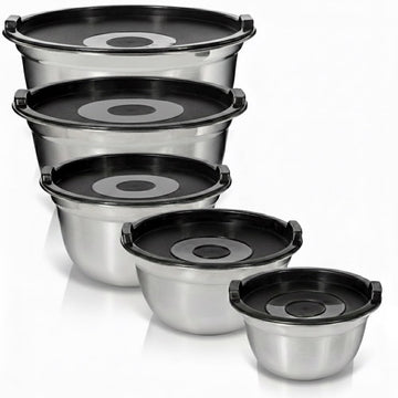 Stainless Steel Mixing Bowls with Lids, 5-Piece Nesting Set