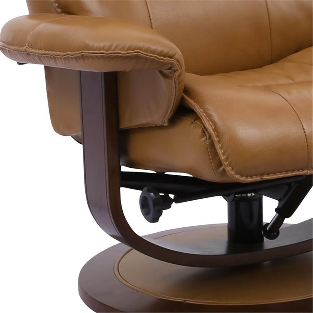 Modern Reclining Swivel Lounge Chair and Ottoman — Brown Leather