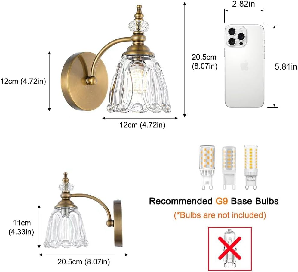 Brushed Antigue Brass Wall Sconces Set of Two, Hardwired Bathroom Vanity Light Fixtures, Vintage Sconces Wall Deco