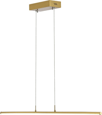 39.5" Brass Gold Modern Integrated LED Linear Pendant Light, Dimmable Adjustable Hanging Island Fixture for Kitchen