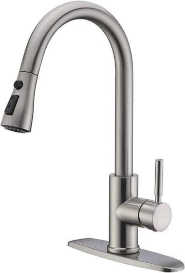 Single Handle High Arc Brushed Nickel Pull Out Kitchen Faucet,Single Level Stainless Steel Kitchen Sink Faucets with Pull Down Sprayer,Suitable for Laundry Rv Bar