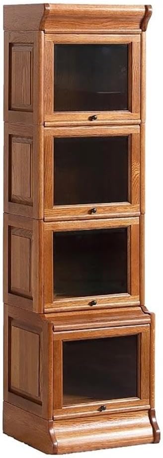 Arts and Crafts Wood Narrow Barrister Bookcase in Cherry