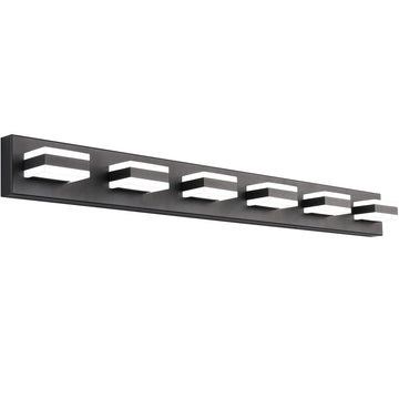 Bathroom Light Feature Modern LED Dimmable Matt Black Bathroom Vanity Light 6 Lights Acrylic Vanity Light Over Mirror