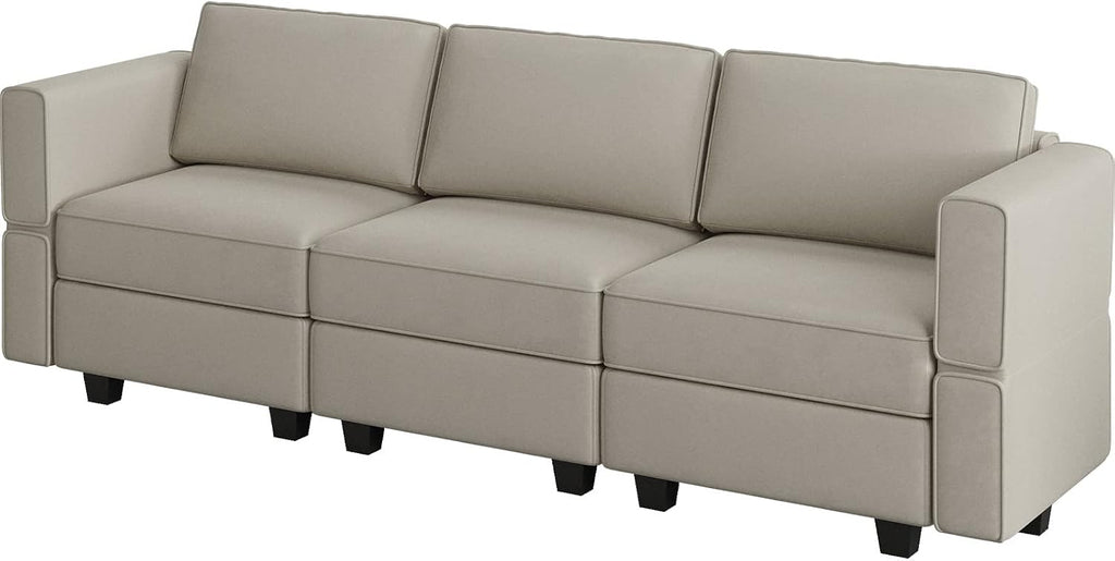 Modular Sofa Couch with Storage Seats Velvet 3 Seater Sofa Grey