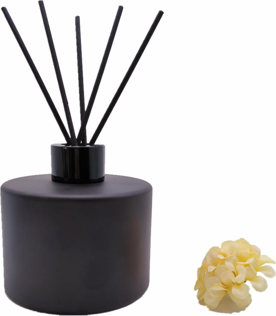Glass Diffuser Bottles,200ml/6.7oz Essential Oil Jar,Empty Perfume Container with Black Aromatherapy Sticks Use - Set of 2