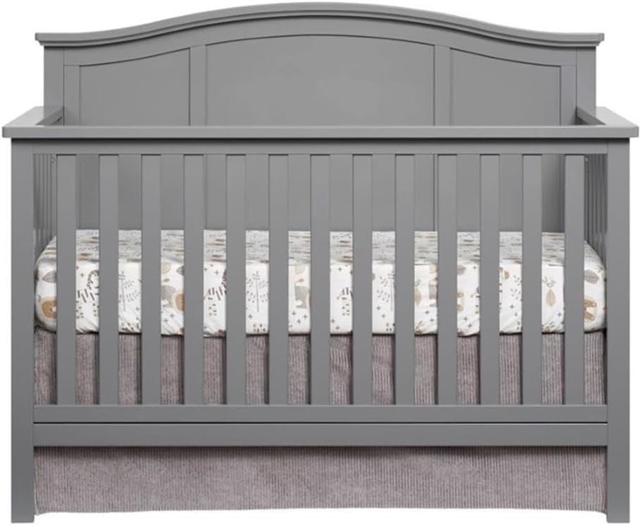 4-in-1 Convertible Wood Crib, Dove Gray Finish, Full Panel Headboard, Greenguard Gold Certified, 45.38 x 56.25 x