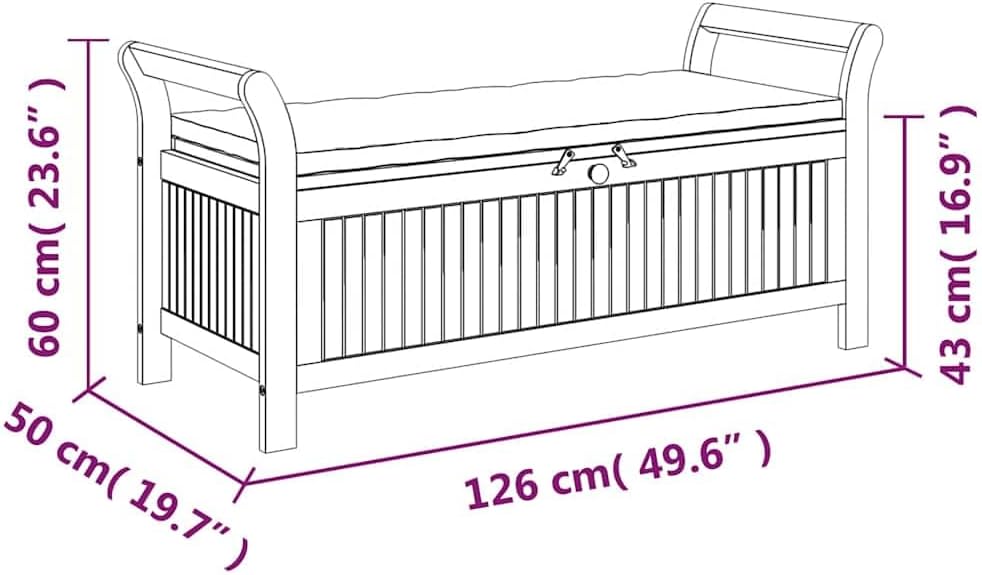 Outdoor Storage Bench, Storage Box with Cushion, Patio Deck Box with Seat for Garden Balcony Porch Pool Yard, Modern