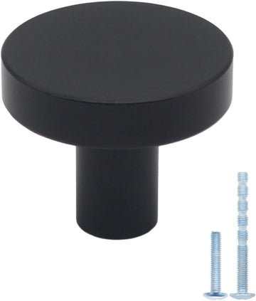 30 Pack Black Cabinet Knobs, Solid Dresser Knobs Kitchen Drawer Knob, Matte Black Single Hole Knob for Cabinets and Drawers Round