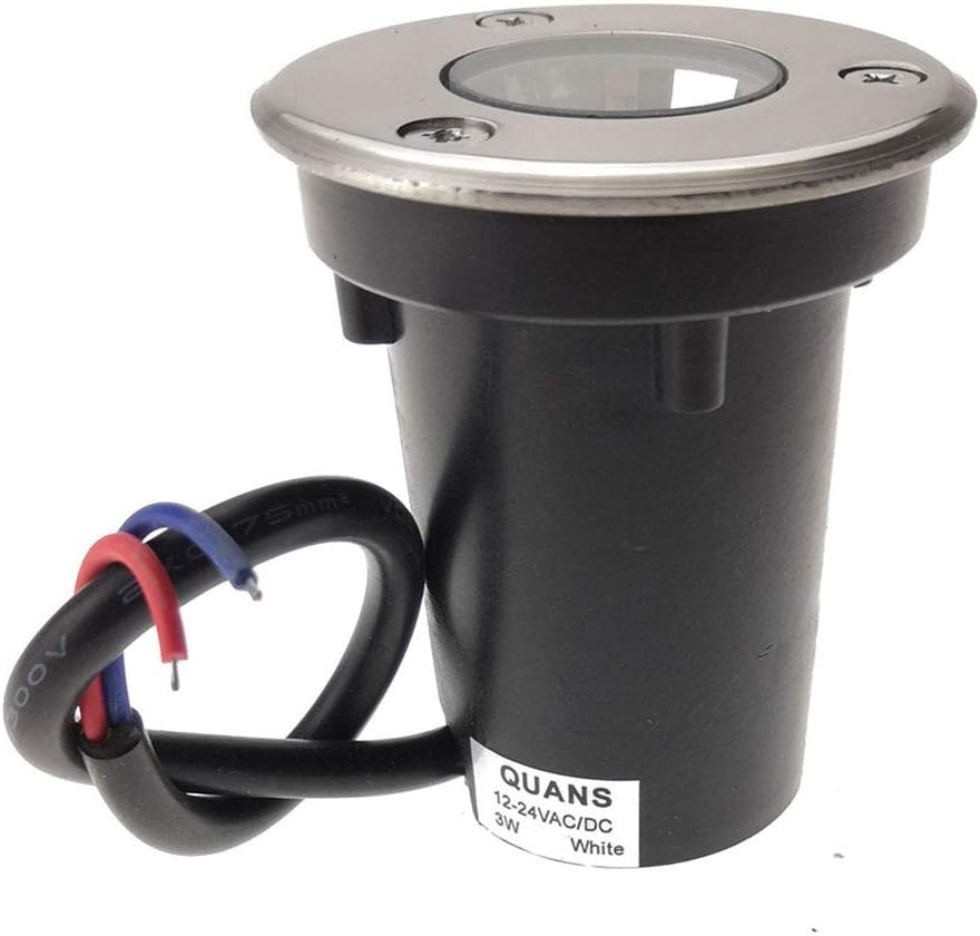 3W 12V 24V DC Low Voltage In Ground Well LED Light Warm White 4-Pack | 12V-24V AV/DC IP67 Outdoor In-Ground Landscape