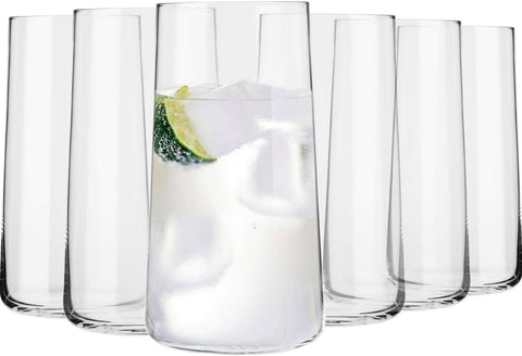 Tall Water Glasses, Set of 6, 18.3 oz, Avant-Garde Collection, Lightweight Crystal Glass, Perfect for Everyday