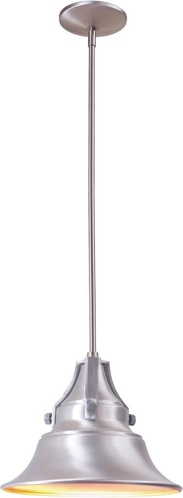Union Industrial Outdoor Pendant Lighting, 1-Light, 100 Watts, Satin Aluminum (12"W x 47"H)