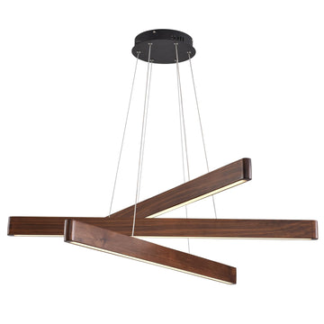 Linear Pendant,Dining Room Light Fixture,Modern Led Chandeliers,Dimmable Wood Ceiling Pendant Light,45W