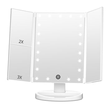 Trifold Vanity Mirror with Lights, Make up Mirror with Lighting