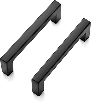30 Pack Solid 3 Inch Center to Center Slim Square Bar Drawer Handles Kitchen Cabinet Handles Black Drawer Pulls Kitchen
