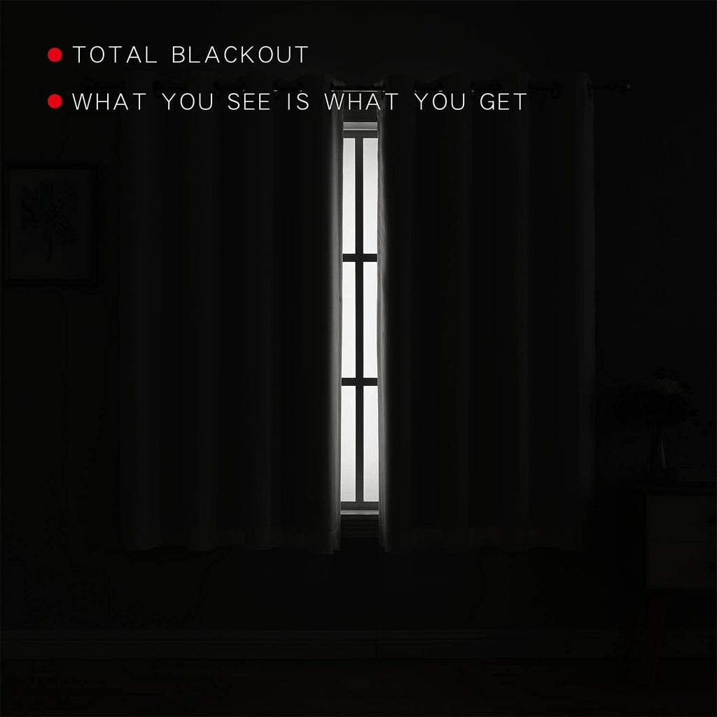 100% Blackout Curtains for Bedroom Living Room White Room Darkening Window Grommet Thermal Lined