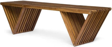 Esme Outdoor Acacia Wood Bench, Teak Finish