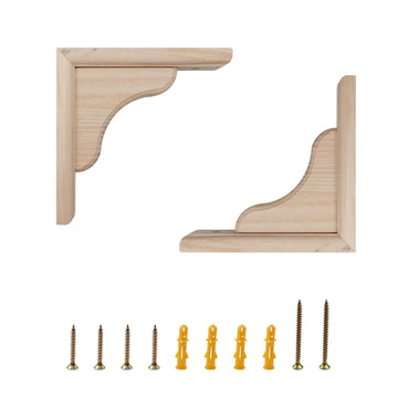 6 Inch Solid Wood Wall Mount Shelf Bracket, Pack of 2