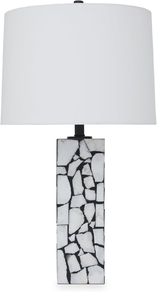 Signature Design by Ashley Macaria Modern Table Lamp with 3-Way Switch, White & Black