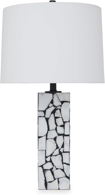 Signature Design by Ashley Macaria Modern Table Lamp with 3-Way Switch, White & Black