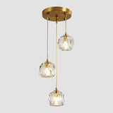 3-Light Cluster Pendant Lighting Crystal Chandelier Gold Hanging Pendant Light Fixture Mid Century Modern Multi Light Pendant Lighting for Dining Room Kitchen Island Bedroom A116-B09K3Q7R99