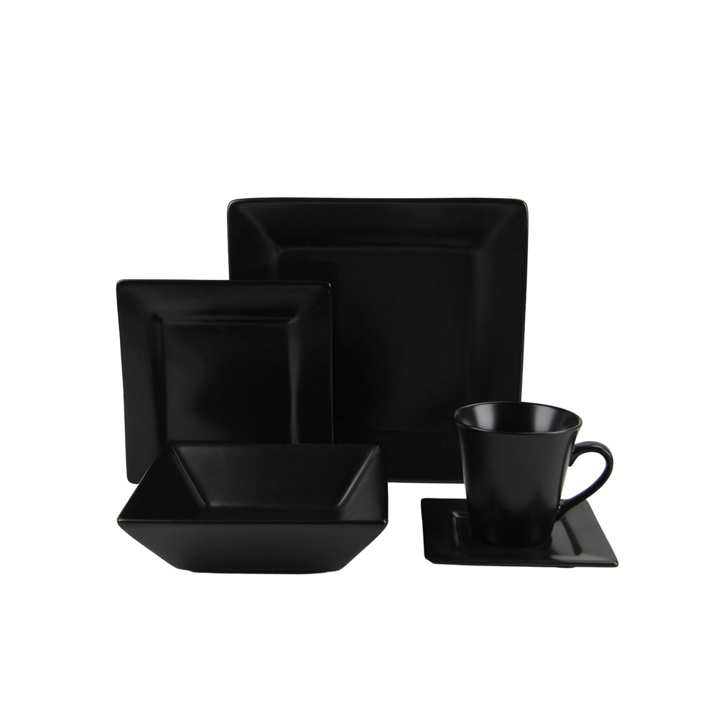 Nova Square 30 pc Dinnerware Set, Matte Black