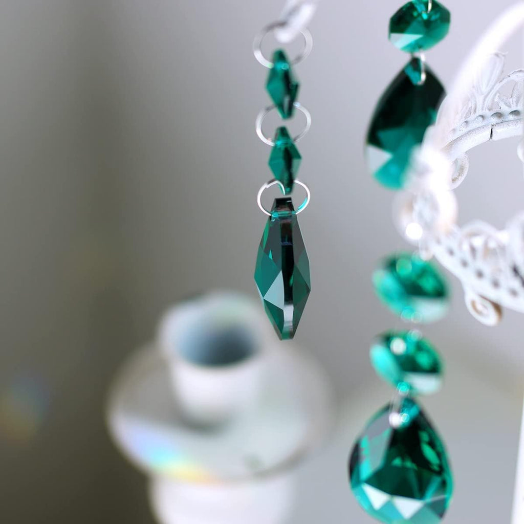 20pcs Teardrop Chandelier Lighting Crystal Pendant Accessories - Almond Prism Pendant Connected Glass Octagon Beads