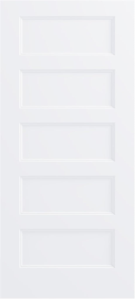 36"x80" 5-Panel Shaker Style White Primed Hollow Core Interior Molded Door Slab, NOT Pre-drilled and NOT Included Hardware, Pre-Assembled Interior Door for Pantry, Laundry, Closet