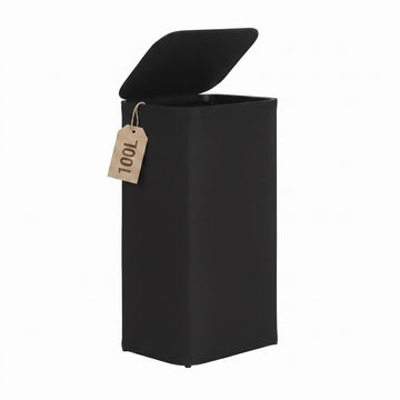 100L Laundry basket Hamper with Lid & Removable Mesh Bag, Black