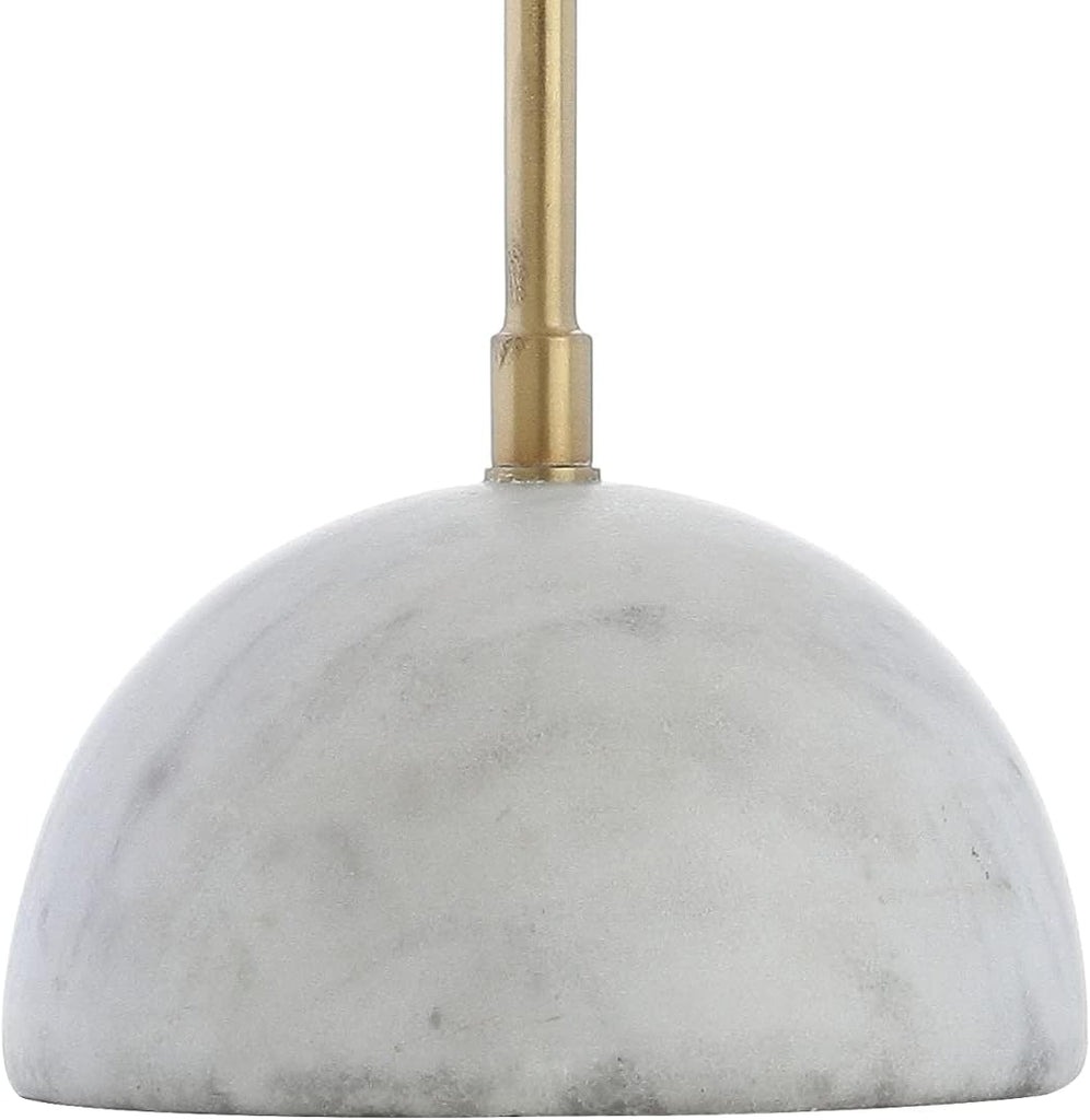 23.5" Brass Gold and White Stephen Metal and Marble LED Table Lamp, Modern Arched Task Lamp Bedroom Office