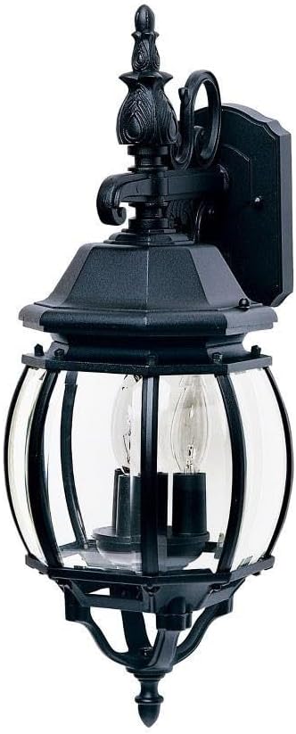 Crown Hill 3-Light Outdoor Wall Lantern with Clear Glass - Black