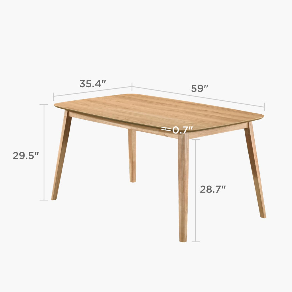 Modern Rectangular Dining Table for 6 People, Oak