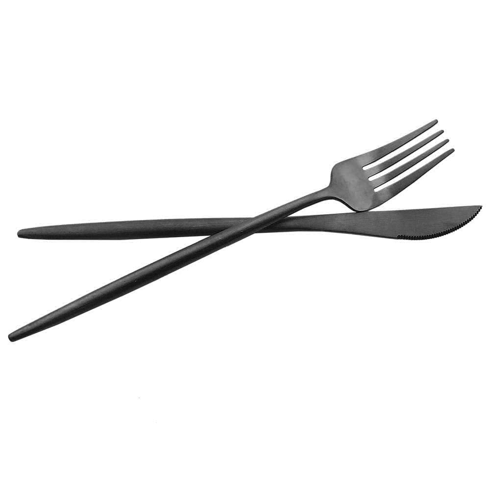 Luxury Black Flatware, Silverware Sets, 6-pieces Elegant Cute 18/10 Stainless Steel Silverware Set for Eating Home