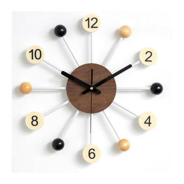 Big Wood Ball Wall Clock 16 Inch, Mid Century Modern