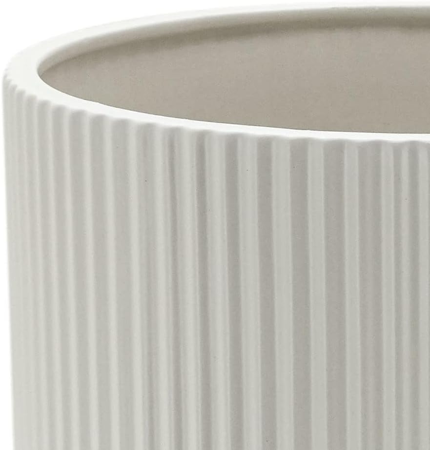 Fluted Ceramic Planters for Indoor Outdoor Plants, Round Flower Pots with Drainage Hole, Set of 3, 6 inch, 8 inch, 10