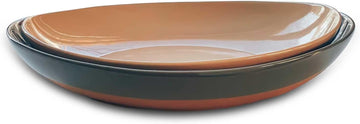 Ceramic Large Serving Bowls- Set of 2 Oval Platters for Entertaining. Modern Kitchen Dishes for Dinner, Fruit, Salad