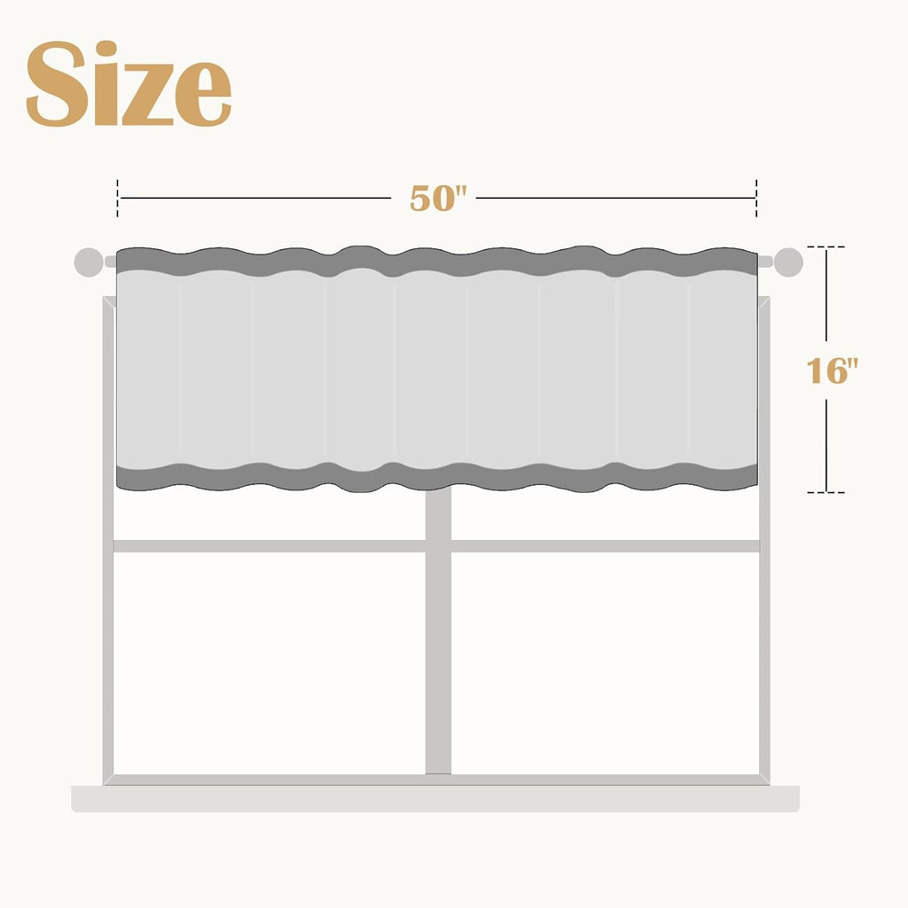 Polyester Blend Valance Curtain Farmhouse Window Decor Floral Print for Kitchen Living Room Double Layer Light
