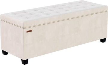 Velvet Storage ottoman bench with legs,43.5"W x 15.7"D x 15.7"H,metal frame end of bed bench hold up to 770 LB,Large