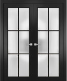 Planum 2122 | Double Swing Interior French Doors with Glass with Frosted Glass, Solid Wood, Hardware