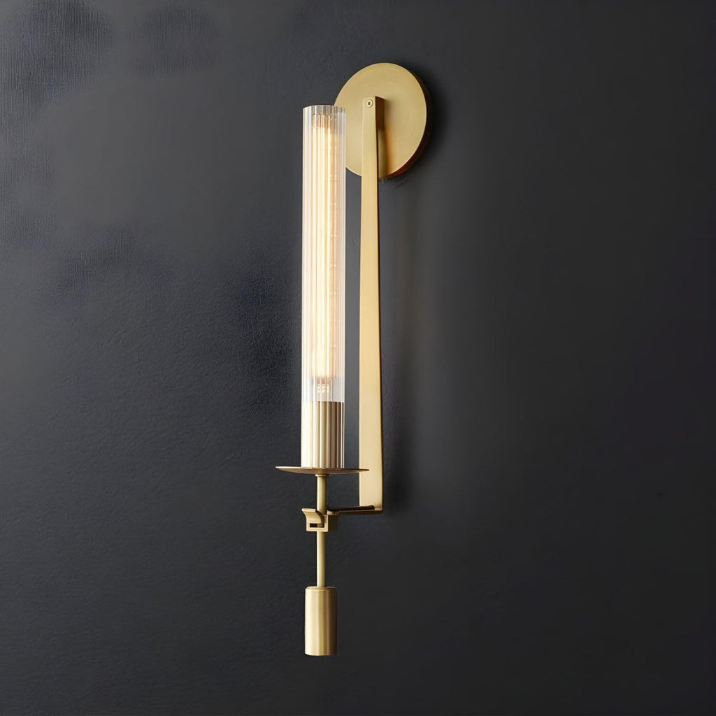 Gold Wall Sconce, 28 Inch Modern Metal Glass Wall Light Fixture, Wall Lamp for Living Room Bedroom Hallway (Pack of 1)