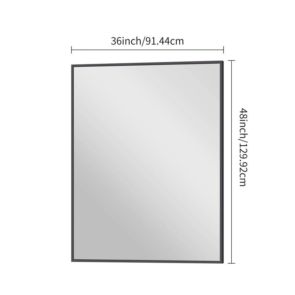 Bathroom Mirror, 36x48 inch Large Wall Mirror Wall Mounted Black Rectangle Corner Mirrors, Black Bathroom Mirror
