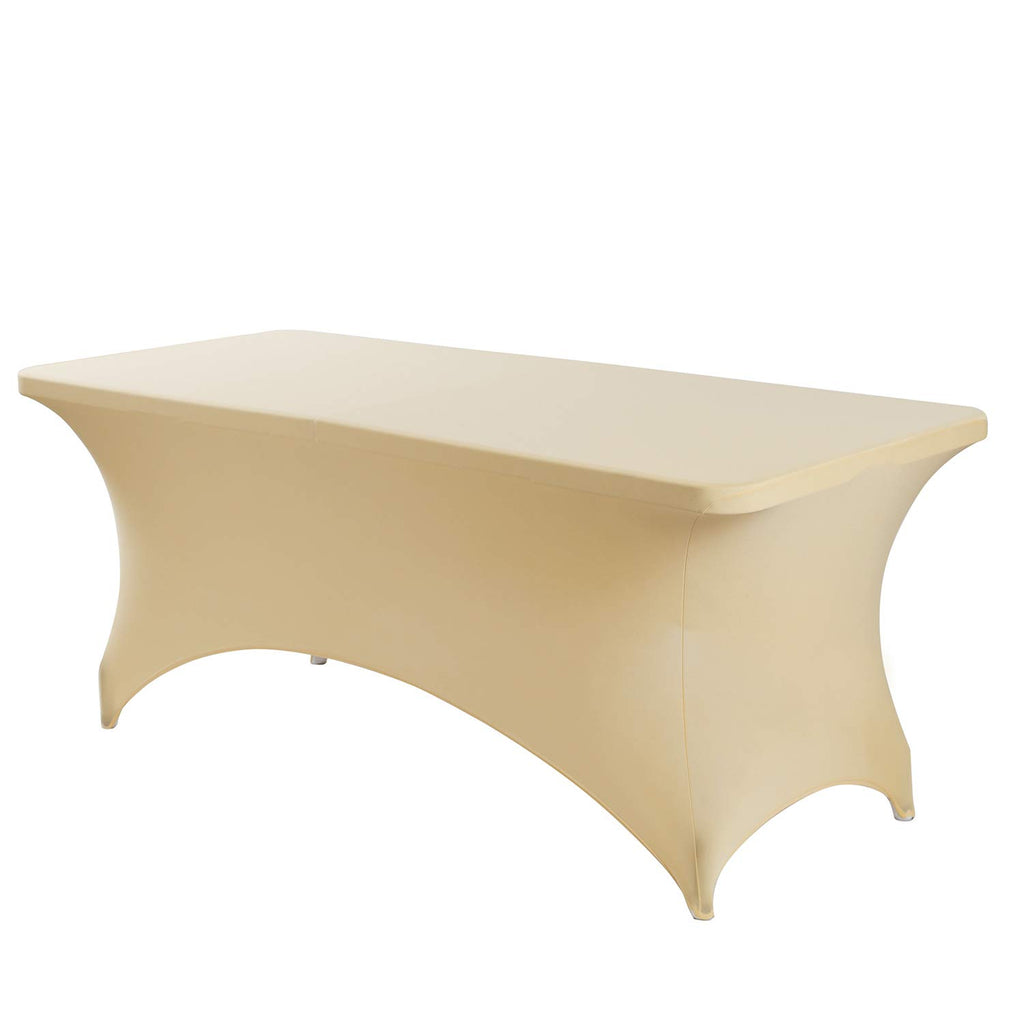 8FT Spandex Table Cover Rectangular Stretch Spandex Tablecloth (Champagne, 8FT)