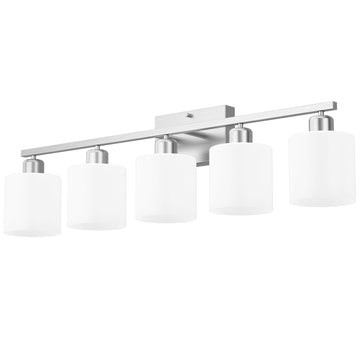 Bathroom Lights Over Mirror Brushed Nickel, Anti-Rust 5-Light Bathroom Vanity Light Fixtures, Modern 28.34Inches Wall