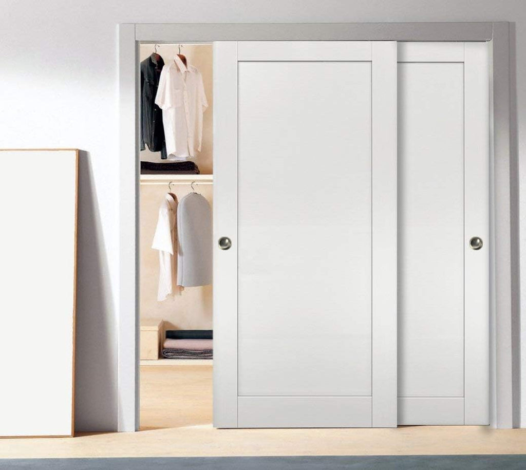Sliding Closet Bypass Doors 72 x 80 with Hardware | Quadro 4111 White Ash | Sturdy Top Mount Rails M